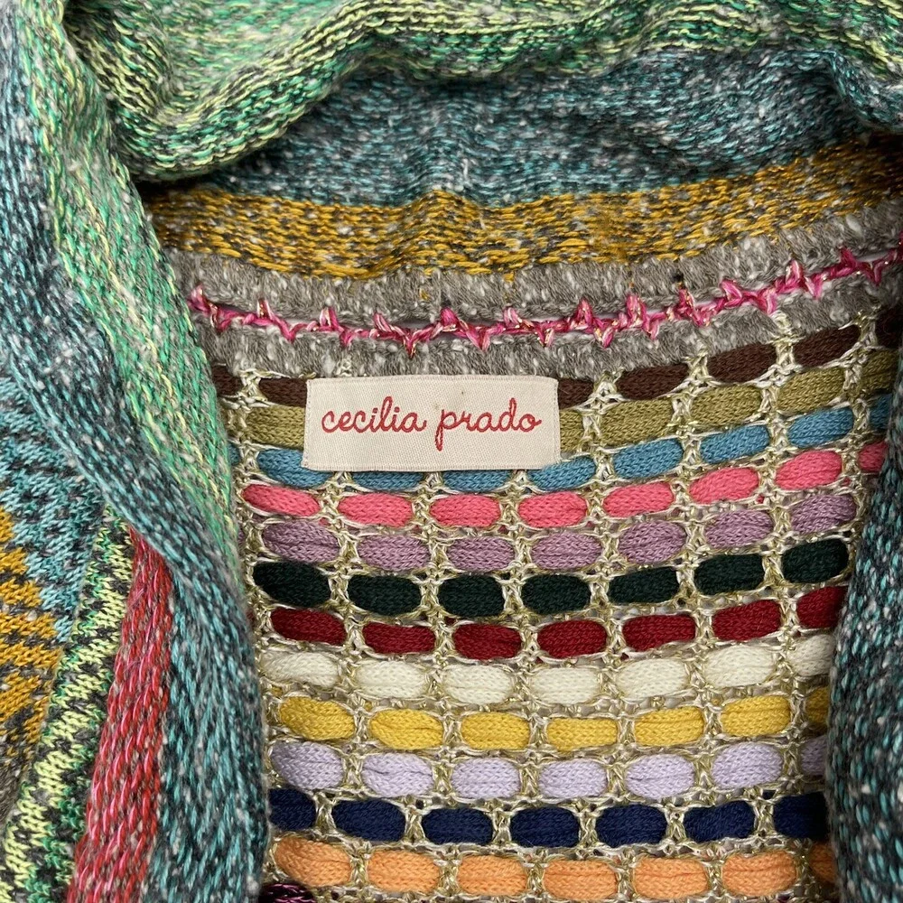 Cecilia Prado Multicolored Knit Drap Cardigan Vest Women’s Size Small - Picture 3 of 7